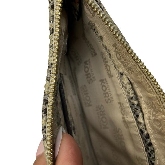 Michael Kors Leather Wristlet with Snake Skin Print - Picture 5 of 11
